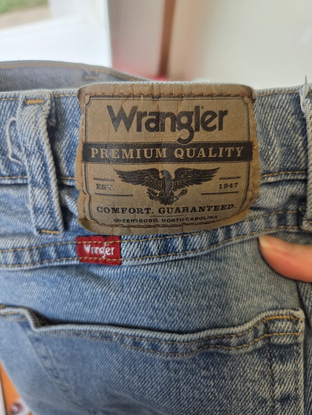 Wrangler Men's Light Blue Denim Jeans with Leather Patch